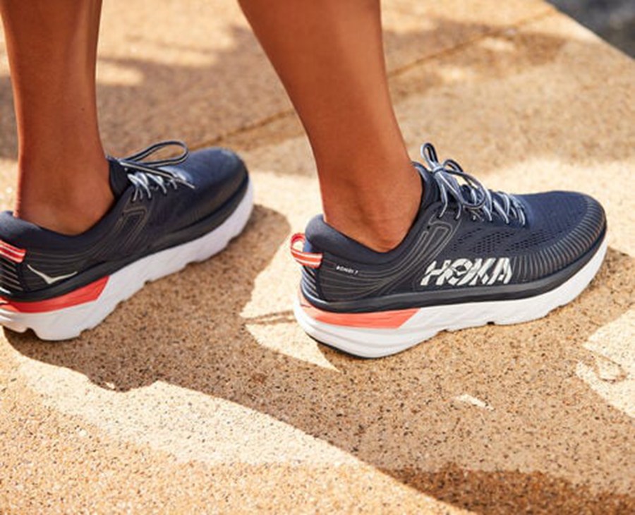 Hoka One One Løbesko Dame - Bondi 7 - Mørkeblå/Hvide - 069287XVF